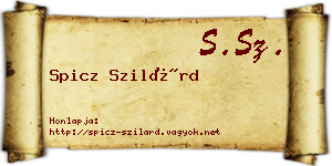Spicz Szilárd névjegykártya